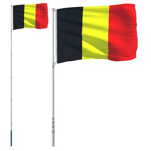 vidaXL Vlag met vlaggenmast Belgi&euml; 5,55 m aluminium