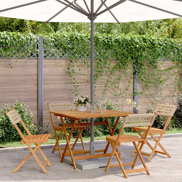 vidaXL 5-delige Tuinset poly rattan en massief hout beige