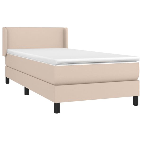 vidaXL Boxspring met matras kunstleer cappuccinokleurig 100x200 cm