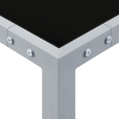 vidaXL Tuintafel 130x130x72 cm staal en glas grijs