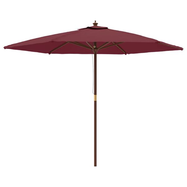vidaXL Parasol met houten paal 299x240 cm bordeauxrood