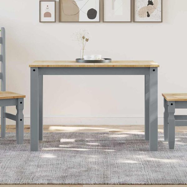 vidaXL Eettafel Panama 112x60x75 cm massief grenenhout grijs