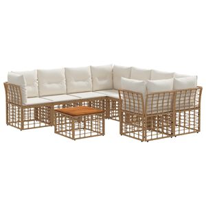 vidaXL Buiten bankenset 9 st Natuurlijk en Cr&egrave;me Wit 55 x 55 x 37 cm