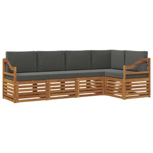 vidaXL Hoekbank Set 5 pcs Natuurlijk en Antraciet Massief Acaciahout