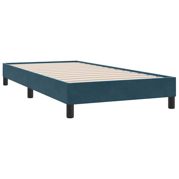 vidaXL Boxspring met matras fluweel donkerblauw 90x210 cm