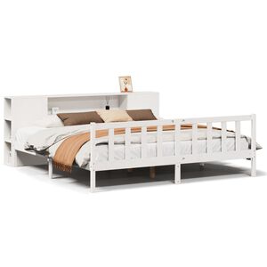 vidaXL Bed met boekenkast zonder matras grenenhout wit 200x200 cm