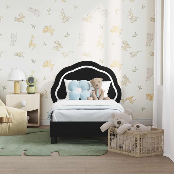 vidaXL Peuterbedframe met hoofdbord Zwart 70 x 140 cm Fluweel