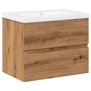 vidaXL Wastafelkast met ingebouwde wasbak artisanaal eikenkleurig