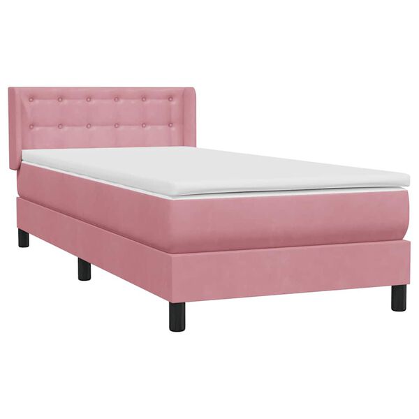 vidaXL Boxspring met matras fluweel roze 100x210 cm