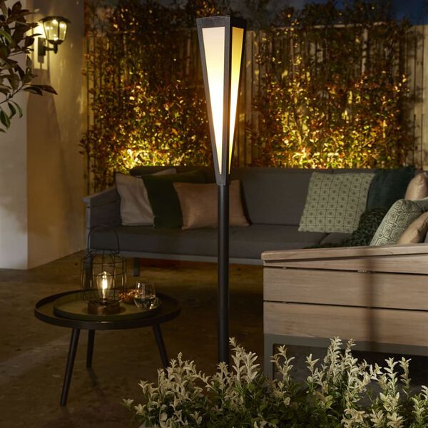 Luxform Tuinfakkellamp Wehmouth solar LED zwart en wit