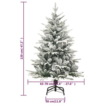 vidaXL Kunstkerstboom met LED's, kerstballen en sneeuw 120 cm PVC PE