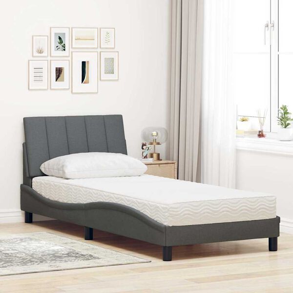 vidaXL Bed met matras "Hanko" stof donkergrijs 80x200 cm