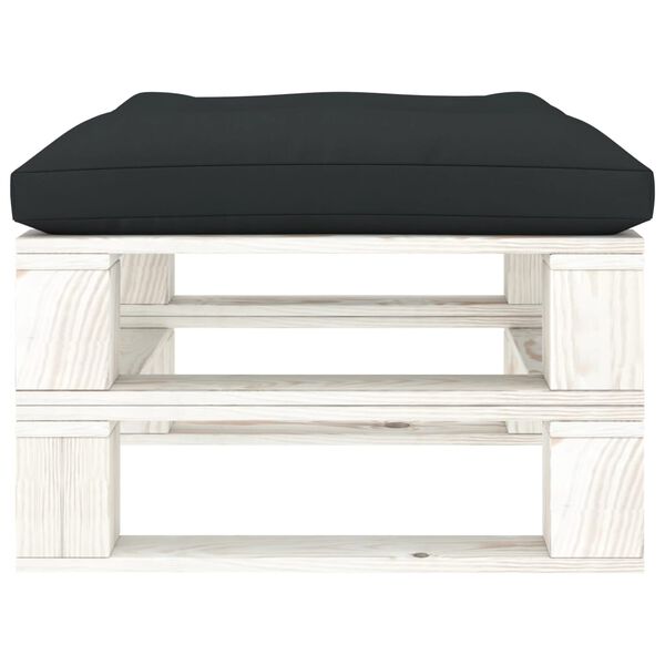 vidaXL Tuinpoef met antracietkleurig kussen pallet hout