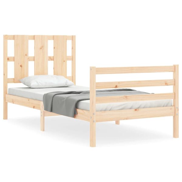 vidaXL Bedframe met hoofdbord massief hout 90x200 cm