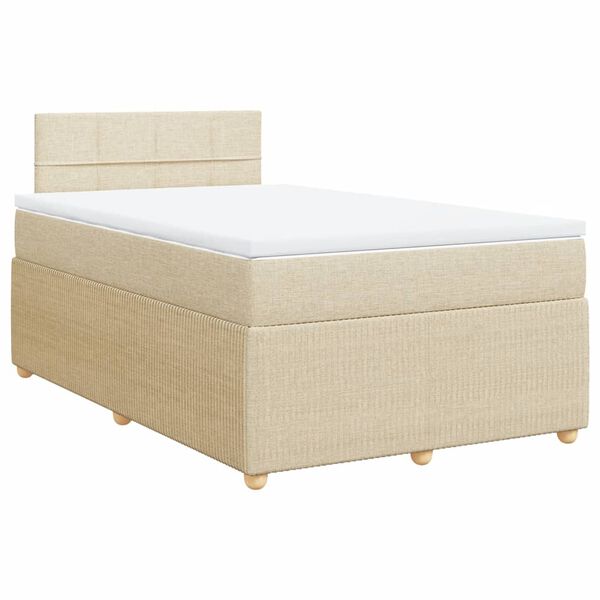 vidaXL Boxspring met matras stof cr&egrave;mekleurig 120x190 cm