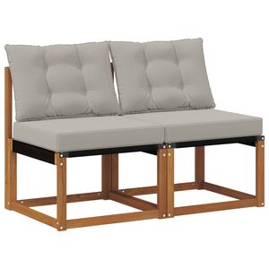 vidaXL 2 st Buitenzitmiddelsofa Massief acaciahout en Textilene Stof