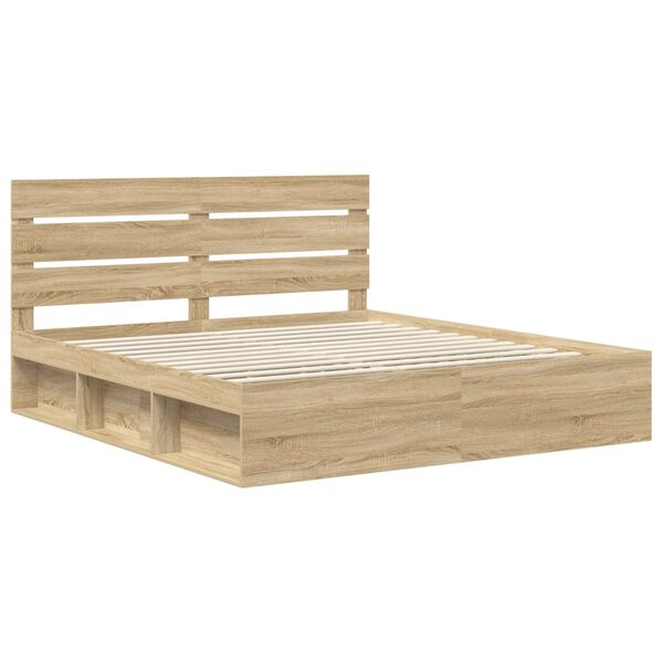 vidaXL Bedframe met hoofdeinde Sonoma 180 x 200 cm Massief grenenhout