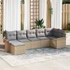 vidaXL Tuin Sofa Set met kussen 7 pcs Beige poly rattan