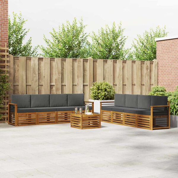 vidaXL Sofa-Sets 9 pcs Natuurlijk en Antraciet Massief Acaciahout