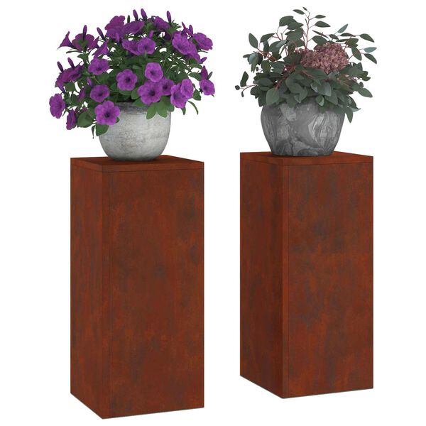 vidaXL Plantenstandaard 2 pcs Roestig 24 x 24 x 55 cm Cortenstaal