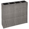 vidaXL Plantenbak verhoogd met 4 potten poly rattan grijs