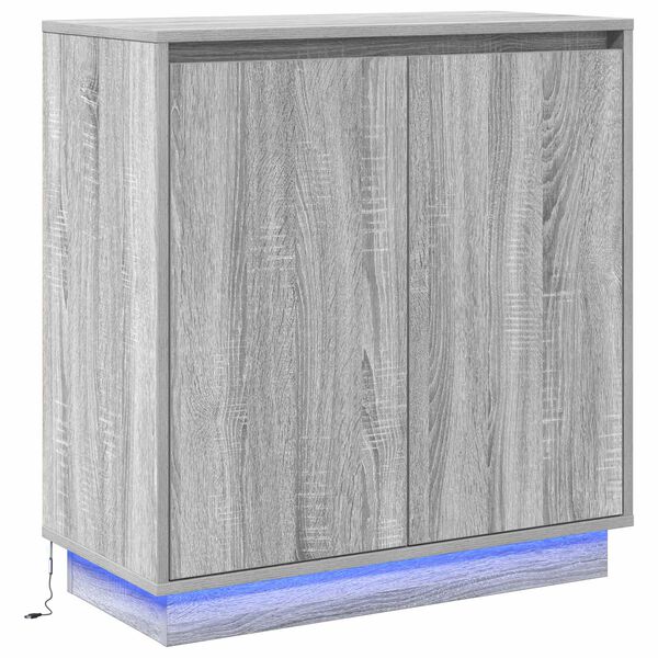 vidaXL LED Sideboard Grijs Sonoma 71 x 34,5 x 75 cm Bewerkt hout