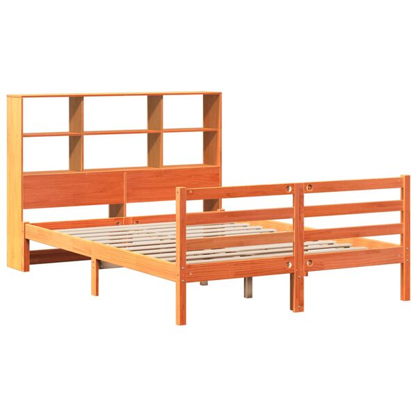 vidaXL Bed met boekenkast zonder matras hout wasbruin 150x200 cm