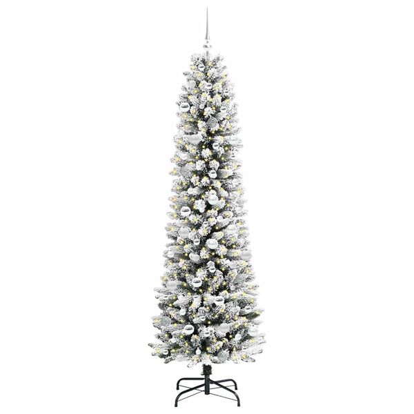 vidaXL Kunstkerstboom met 300 LED Wit 210 cm PVC en Metaal en Plastic
