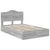 vidaXL Opslag bed met lade Grijs Sonoma 135 x 190 cm Bewerkt hout