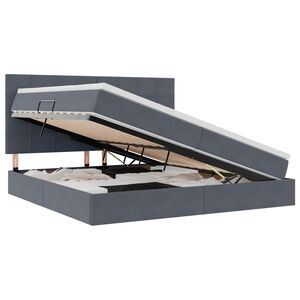 vidaXL Opbergbed met LED met matras Donkergrijs 200 x 200 cm Fluweel