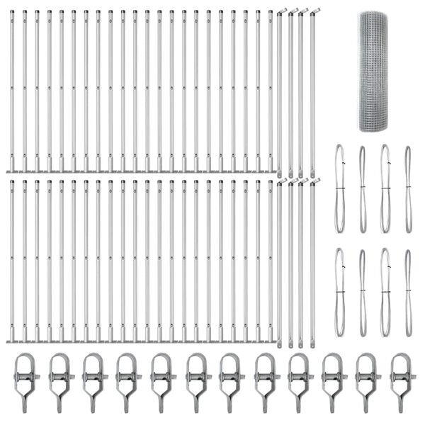 vidaXL Afrasteringspaal Zilver 100 x 0,5 m (19 x 19 mm gaas) Staal