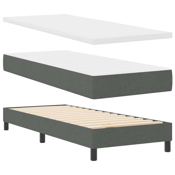 vidaXL Boxspringbed met matras Donkergrijs 200 x 80 cm Polyester