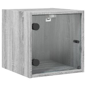 vidaXL Nachtkastje met glazen deur 35x37x35 cm grijs sonoma eikenkleur
