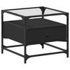 vidaXL Salontafel met zwart glazen blad 50x50x45 cm staal
