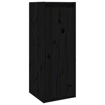 vidaXL Wandkasten 2 st 30x30x80 cm massief grenenhout zwart