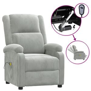vidaXL Massagestoel elektrisch fluweel lichtgrijs