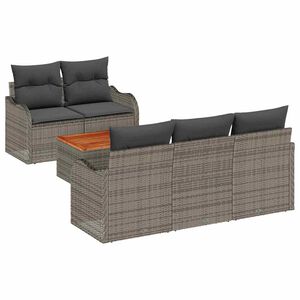 vidaXL Tuinbankenset met kussen 6 pcs Grijs poly rattan