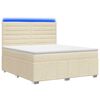 vidaXL LED Boxspring Bed met Matras Cr&egrave;mekleurig 140 x 190 cm Stof