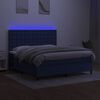 vidaXL Boxspring met matras en LED stof blauw 160x200 cm