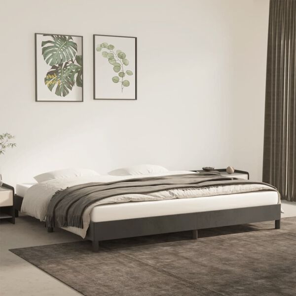 vidaXL Bedframe zonder matras 200x200 cm fluweel donkergrijs