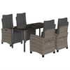 vidaXL 5-delige Tuinset met kussens poly rattan grijs