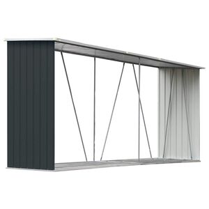 vidaXL Haardhoutschuur 330x84x152 cm gegalvaniseerd staal antraciet