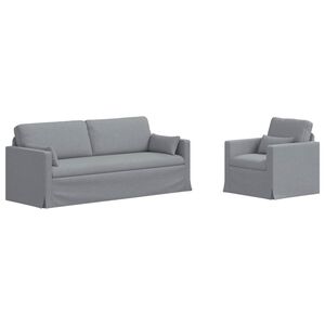 vidaXL Bankstel 2 pcs Lichtgrijs 198 x 78 x 80 cm Stof