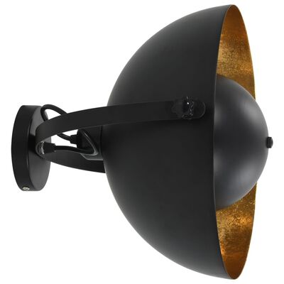 vidaXL Wandlamp halfrond E27 zwart en goudkleurig