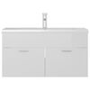 vidaXL Wastafelkast met ingebouwde wastafel bewerkt hout hoogglans wit