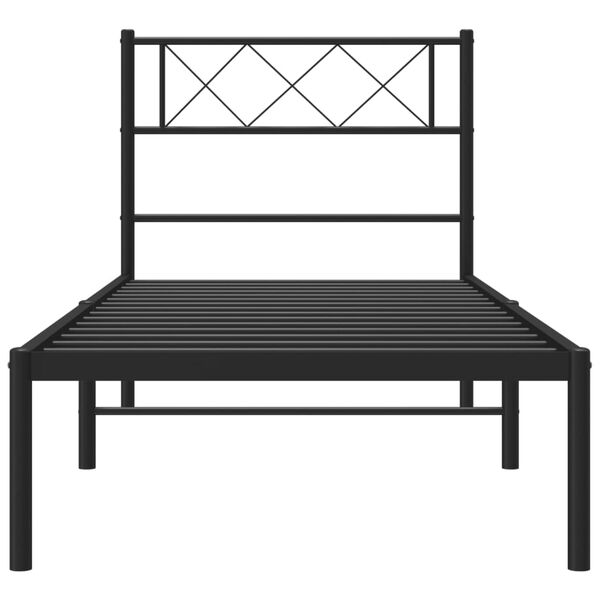 vidaXL Bedframe met hoofdbord metaal zwart 100x190 cm