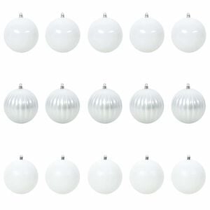 vidaXL Kerstbal Set 15 pcs Wit Kunststof