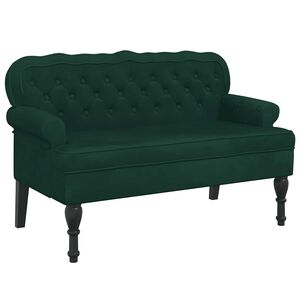vidaXL Bankje met rugleuning 119,5x64,5x75 cm fluweel donkergroen