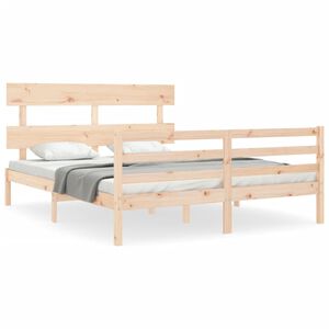 vidaXL Bedframe met hoofdbord massief hout 160x200 cm