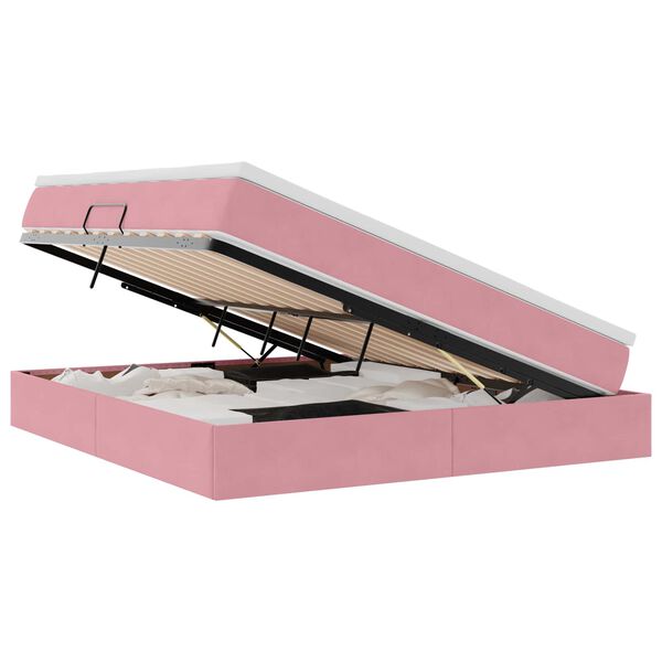 vidaXL Opbergbed met matras met matras Roze 180 x 200 cm Fluweel